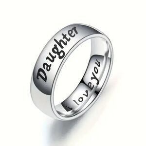 I Love You ❤Wrote Inside Stainless Steel Finger Ring 4mm Daughter Ring Band Sz 9